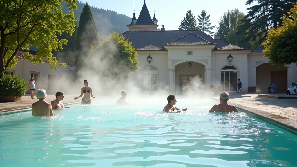 Thermal park in Karlovy Vary with colonnades and spa facilities